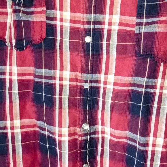 Roper Western Shirt Mens XL Red White Blue Pearl Snaps Short Sleeve Pockets - Picture 4 of 10